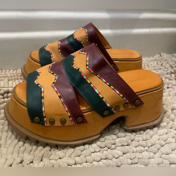 Farm Rio Multi Color Clog Slides NWOT - Picture 2 of 7